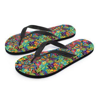 Psychedelic Jungle Forest Floral Men's Flip Flops | Newhawaiianshirts CA