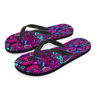 Psychedelic Trippy Doodle Men's Flip Flops | Newhawaiianshirts DE