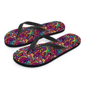 Psychedelic Trippy Eye Men's Flip Flops | Newhawaiianshirts CA