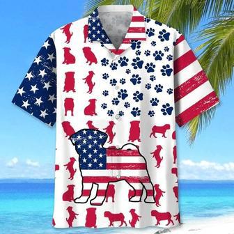 Pug Hawaiian Shirt Independence Day Is Coming, Paw Prints Aloha Hawaii Shirt, Gift To Dog Lover | Newhawaiianshirts AU