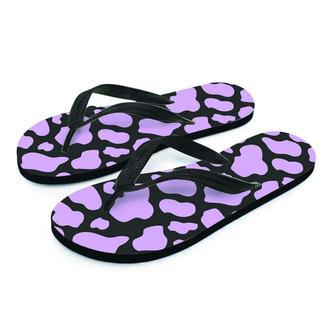 Purple And Black Cow Print Men's Flip Flops | Newhawaiianshirts