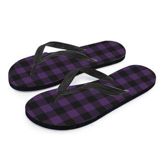 Purple Buffalo Plaid Men's Flip Flops | Newhawaiianshirts AU