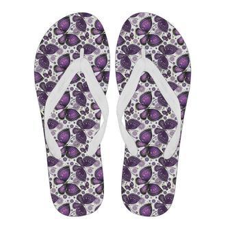 Purple Butterfly Pattern Print Men & Women Flip Flops | Newhawaiianshirts CA