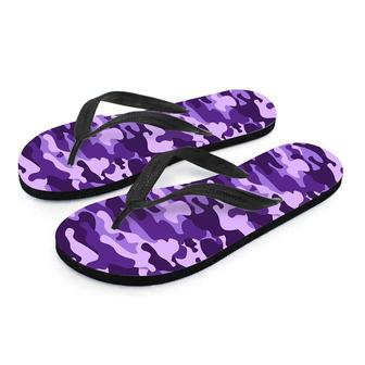 Purple Camo Print Men's Flip Flops | Newhawaiianshirts DE