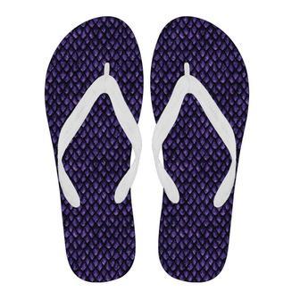 Purple Egg Skin Dragon Pattern Print Men & Women Flip Flops | Newhawaiianshirts CA