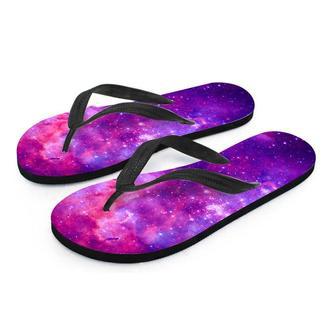 Purple Galaxy Space Men's Flip Flops | Newhawaiianshirts CA