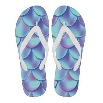 Purple Mermaid Teal Scales Pattern Print Men & Women Flip Flops | Newhawaiianshirts CA