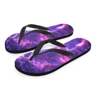 Purple Nebula Galaxy Space Men's Flip Flops | Newhawaiianshirts CA