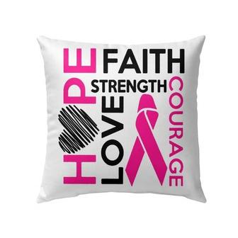 Purple Ribbon, Pink Ribbon Pillow - Gift For Breast Cancer Awareness - Faith Hope Love Strength Courage Throw Pillow - Monsterry UK