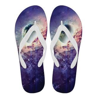 Purple Stardust Galaxy Space Print Men & Women Flip Flops | Newhawaiianshirts DE