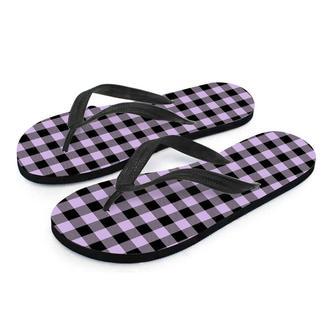 Purple Violet Plaid Men's Flip Flops | Newhawaiianshirts DE