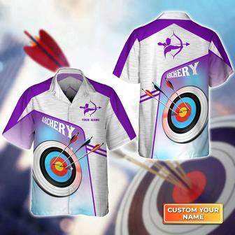 Purple Watercolor Archery Target Board Personalized Name Hawaiian Shirt, Gift For Archer Sport Lovers, Gift For Archer | Newhawaiianshirts AU