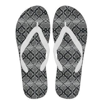 Python Skin Snakeskin Pattern Print Men & Women Flip Flops | Newhawaiianshirts CA