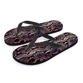 Python Snakeskin Print Men's Flip Flops | Newhawaiianshirts DE