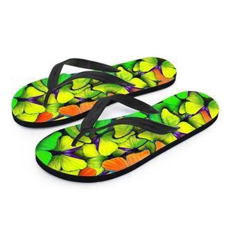 Rainbow Butterfly Print Men's Flip Flops | Newhawaiianshirts DE