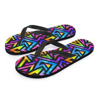 Rainbow Geometric Abstract Men's Flip Flops | Newhawaiianshirts AU