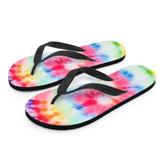 Rainbow Tie Dye Print Men's Flip Flops | Newhawaiianshirts UK