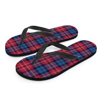 Red And Blue Plaid Tartan Men's Flip Flops | Newhawaiianshirts UK