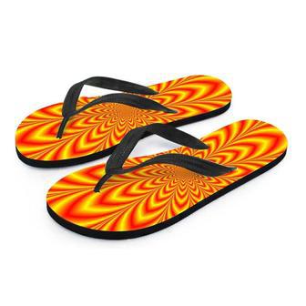 Red And Yellow Abstract Optical Illusion Men's Flip Flops | Newhawaiianshirts AU