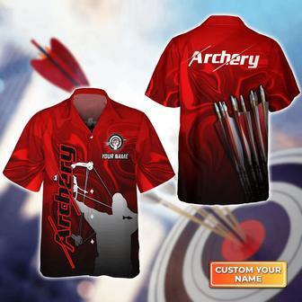 Red Archery Abstract Colorful Animation Personalized Name Hawaiian Shirt, Gift For Archer Sport Lovers, Gift For Archer | Newhawaiianshirts CA