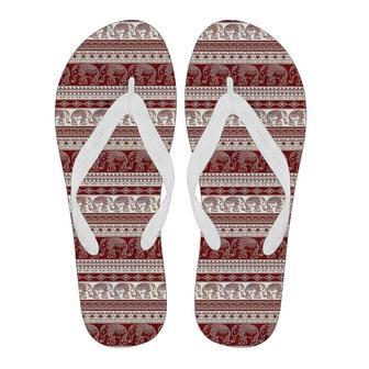 Red Aztec Elephant Pattern Print Men & Women Flip Flops | Newhawaiianshirts DE