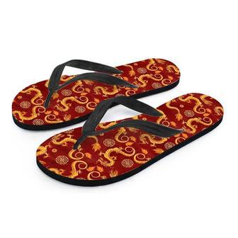 Red Chinese Dragon Men's Flip Flops | Newhawaiianshirts AU