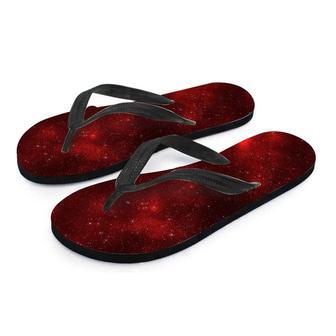 Red Nebula Galaxy Space Men's Flip Flops | Newhawaiianshirts AU