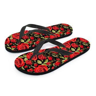 Red Rose Floral Men's Flip Flops | Newhawaiianshirts UK