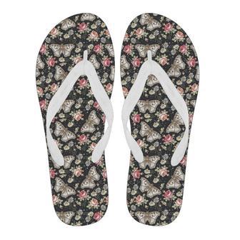 Rose Monarch Butterfly Pattern Print Men & Women Flip Flops | Newhawaiianshirts UK