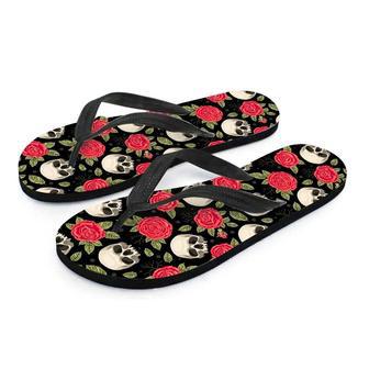 Rose Skull Men's Flip Flops | Newhawaiianshirts CA