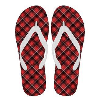 Scottish Royal Stewart Tartan Red Plaid Men & Women Flip Flops | Newhawaiianshirts CA