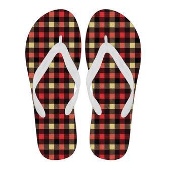 Scottish Tartan Red Yellow Plaid Men & Women Flip Flops | Newhawaiianshirts