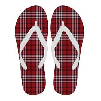 Scottish Tartan Royal Stewart Red Plaids Women & Men Flip Flops | Newhawaiianshirts AU