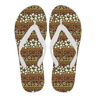 Sea Turtle Aztec Hibiscus Hawaiian Pattern Print Men & Women Flip Flops | Newhawaiianshirts