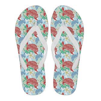 Sea Turtle Floral Hawaiian Pattern Print Men & Women Flip Flops | Newhawaiianshirts UK