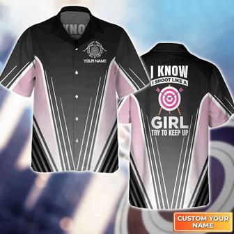 Shoot Like a Girl Try To Keep Up Personalized Name Hawaiian Shirt Gift For Archer | Newhawaiianshirts UK