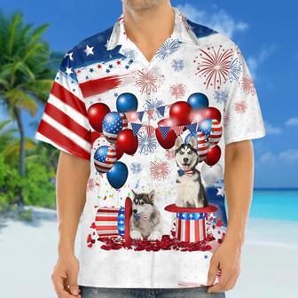 Siberian Husky Independence Day Hawaiian Shirt, Dog Hawaii Beach Shirt Short Sleeve For Of July | Newhawaiianshirts AU