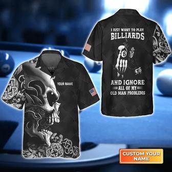 Skull Billiard Pool Player Old Men Hawaiian Shirt, Billiard team shirt, Billiard player | Newhawaiianshirts AU