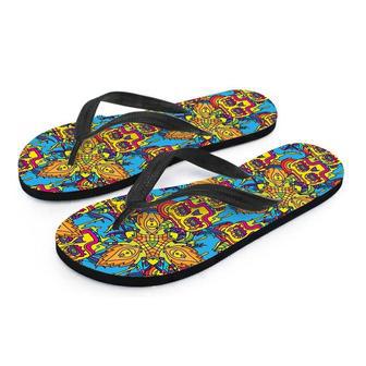 Skull Trippy Psychedelic Men's Flip Flops | Newhawaiianshirts CA