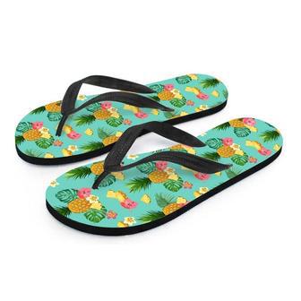 Slice Tropical Pineapple Print Men's Flip Flops | Newhawaiianshirts CA