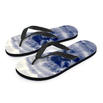 Spiral Blue Swirl Tie Die Men's Flip Flops | Newhawaiianshirts UK