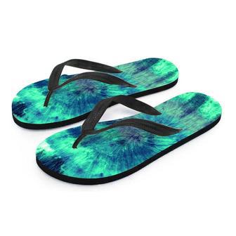 Spiral Green Tie Dye Men's Flip Flops | Newhawaiianshirts CA