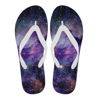 Stardust Space Galaxy Purple Print Men & Women Flip Flops | Newhawaiianshirts