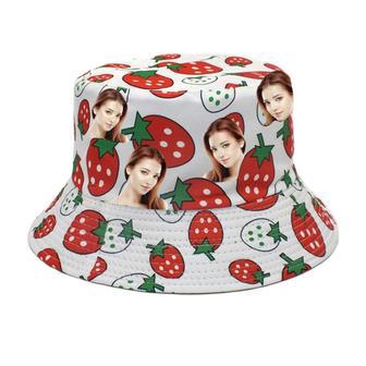 Strawberry Print Custom Face Photo Bucket Hat for Girl, Women, Wife, Hat Wear Cap Unisex Men's Sun Hat, Women's Sun Hat | Newhawaiianshirts AU