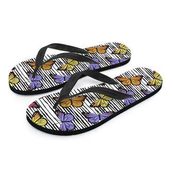 Striped Butterfly Print Men's Flip Flops | Newhawaiianshirts