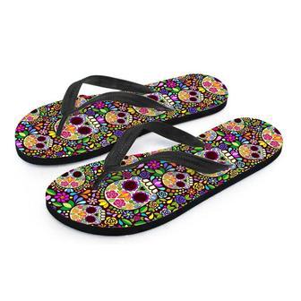 Sugar Skull Mexican Floral Men's Flip Flops | Newhawaiianshirts UK