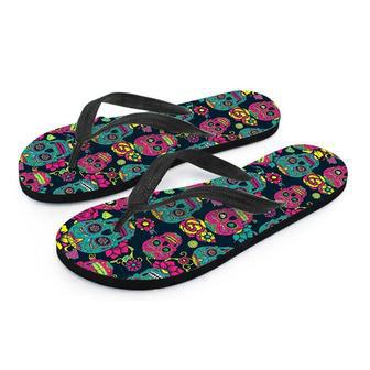 Sugar Skull Print Men's Flip Flops | Newhawaiianshirts UK