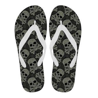 Sugar Skull Skeleton Girly Paisley Pattern Print Men & Women Flip Flops | Newhawaiianshirts