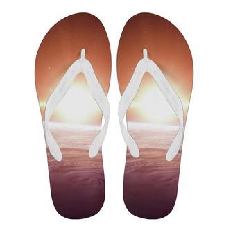 Sun Galaxy Space Earth Print Men & Women Flip Flops | Newhawaiianshirts DE