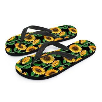 Sunflower Black Print Men's Flip Flops | Newhawaiianshirts